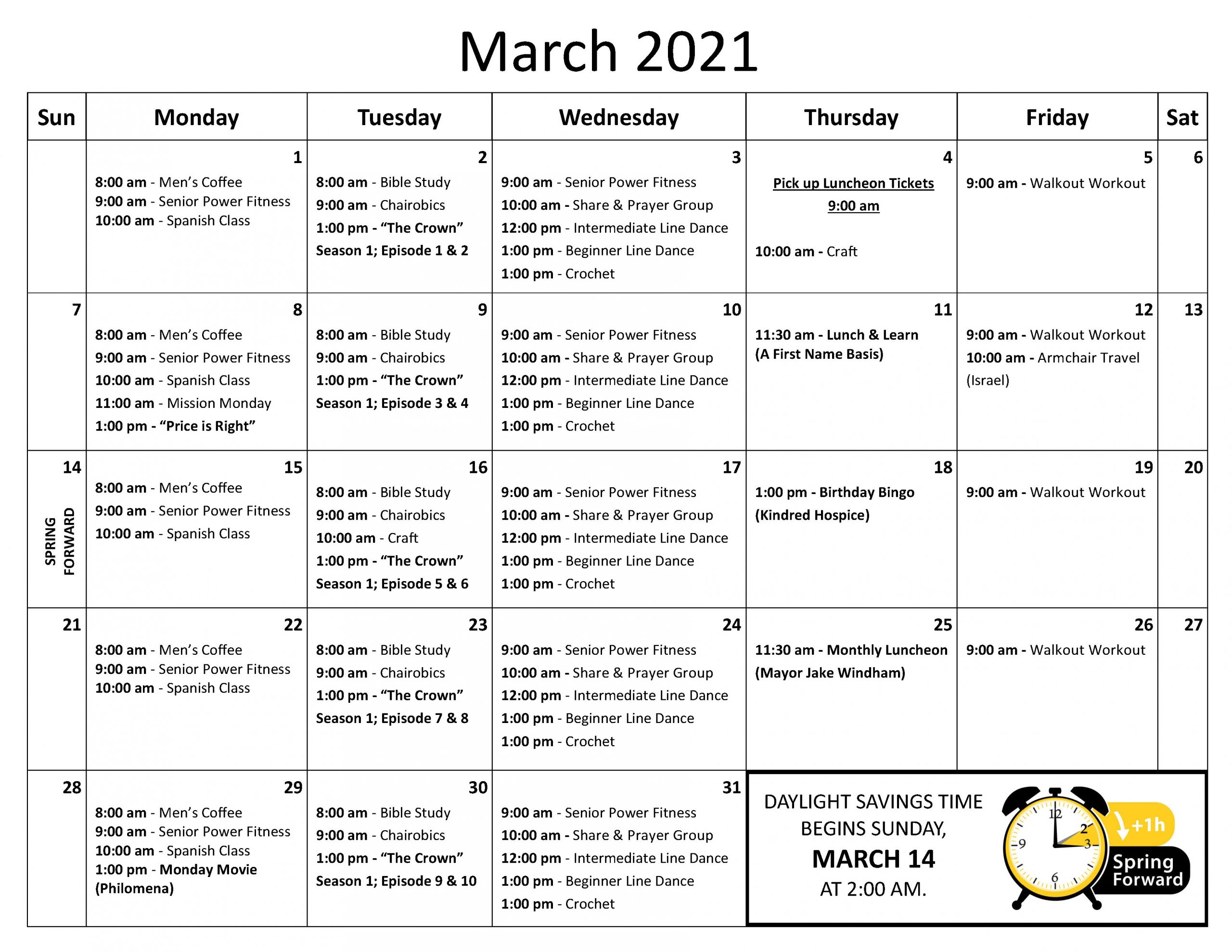 Senior Services Calendar - City of Pearl