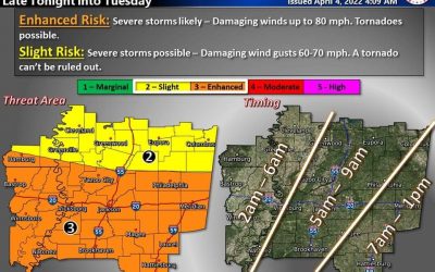 Pearl Wx Alert: Chance of severe storms early Tuesday morning (4.5.22).