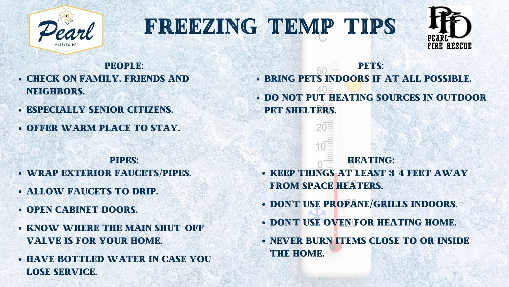 Below Freezing Expected Fri-Sun. - City of Pearl