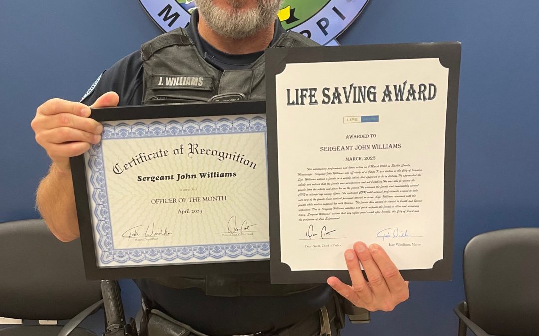 Pearl PD Sgt. Williams Honored with Life Saving Award