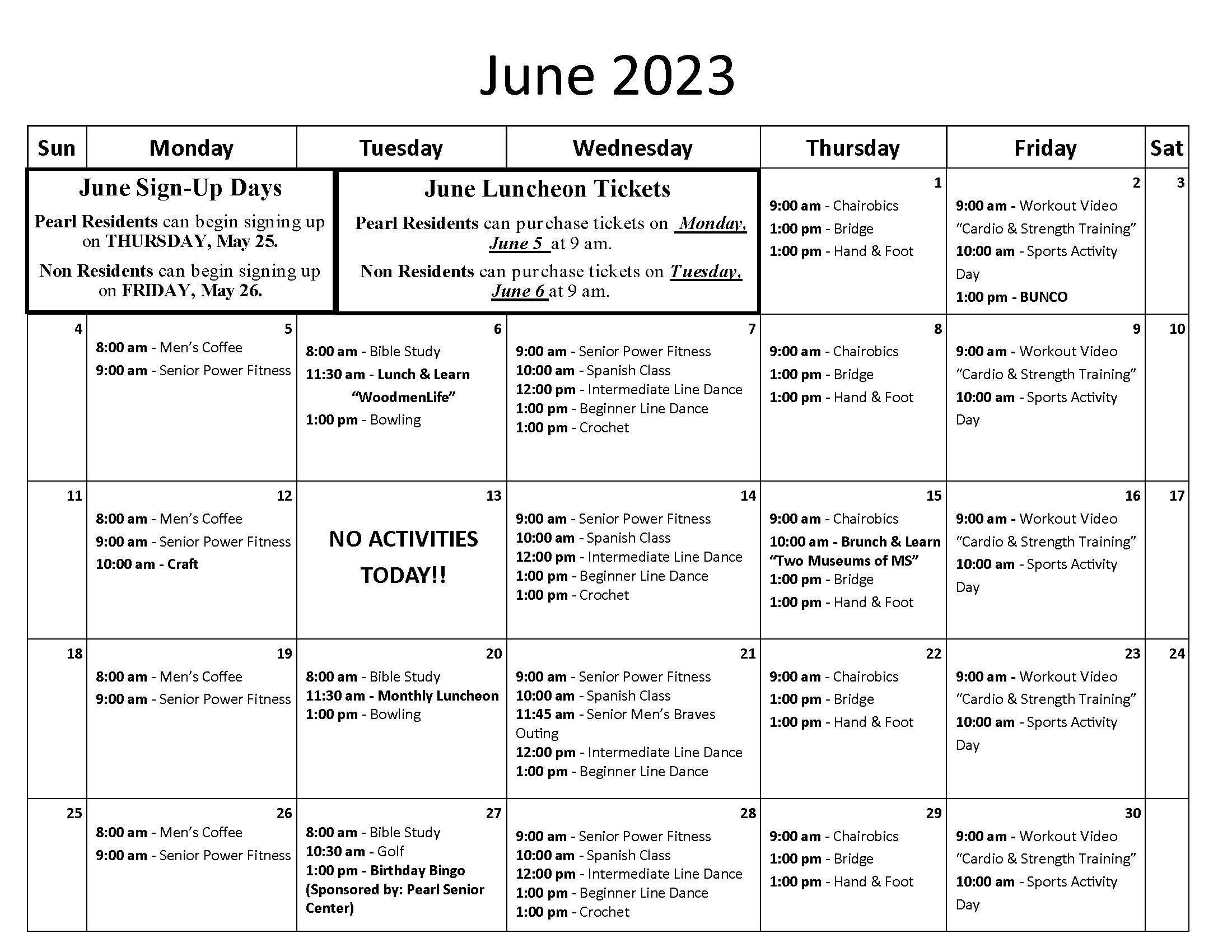 Calendar – 06 June 2023